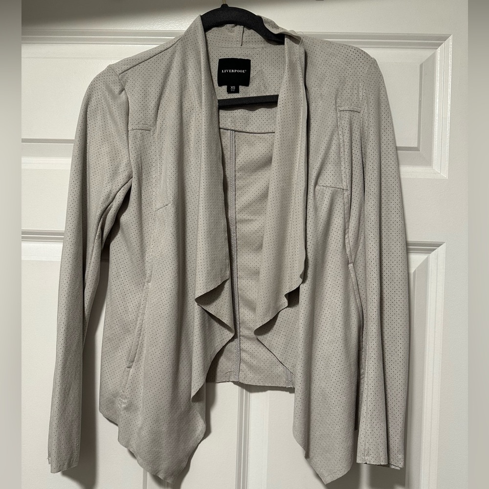 Suede Gray perforated light cropped jacket XS